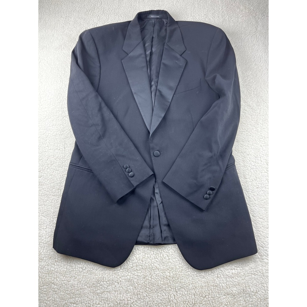 Emporio Armani Men Black Virgin Wool Tuxedo Jacket Blazer Made in Italy Size 54R
